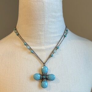 Elegant Silver and Blue Pendant Necklace